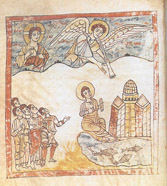 folio 4 Verso: Christus und Ioannes auf der Insel Patmos